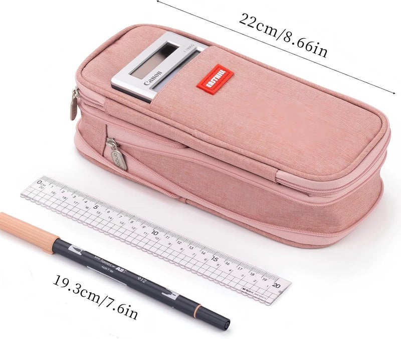 EASTHILL Big Capacity Pencil Case Large Pencil Pouch Stationery Pen Bag for Teen Girls-Deep Pink - Image 4